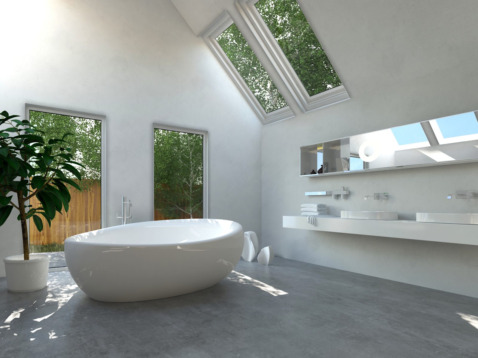 Geplantes und umgesetztes modernes Badezimmer